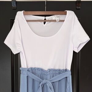 Just Be Elegant White and Blue Jumpsuit